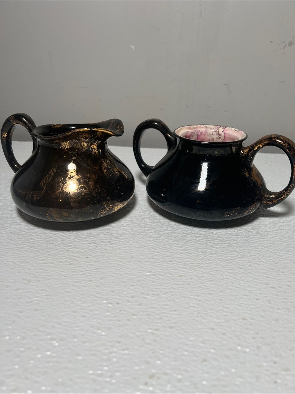 Vintage 1950's Sascha Brastoff Surf Ballet Creamer and Sugar Set (2 pieces)